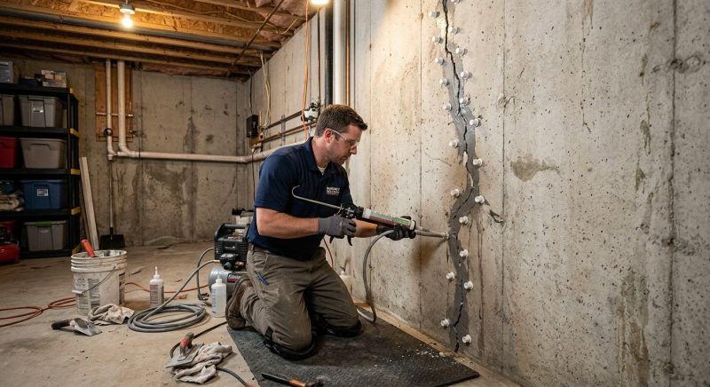Basement Crack Repair in Dedham, MA