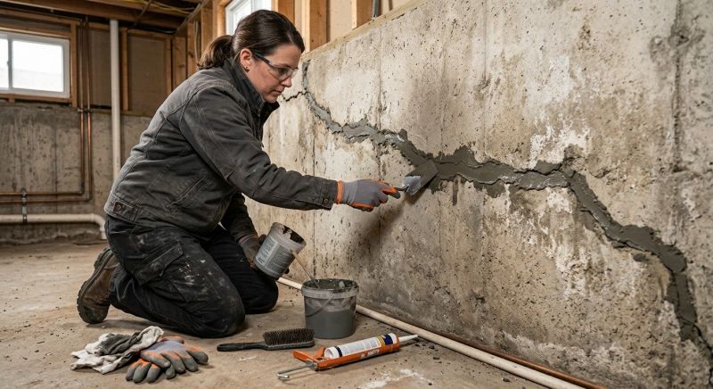 Cracked Basement Floor Repair in Dedham, MA