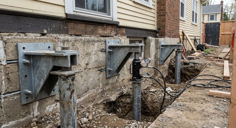 Foundation Pier Leveling in Dedham, MA