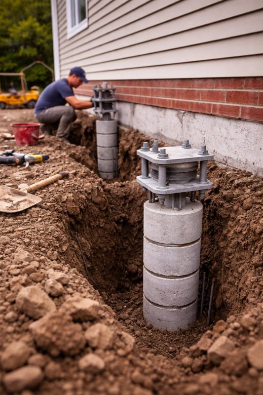 Helical Piers Installation in Dedham, MA