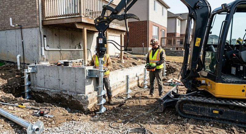 Helical Pile Installation in Dedham, MA