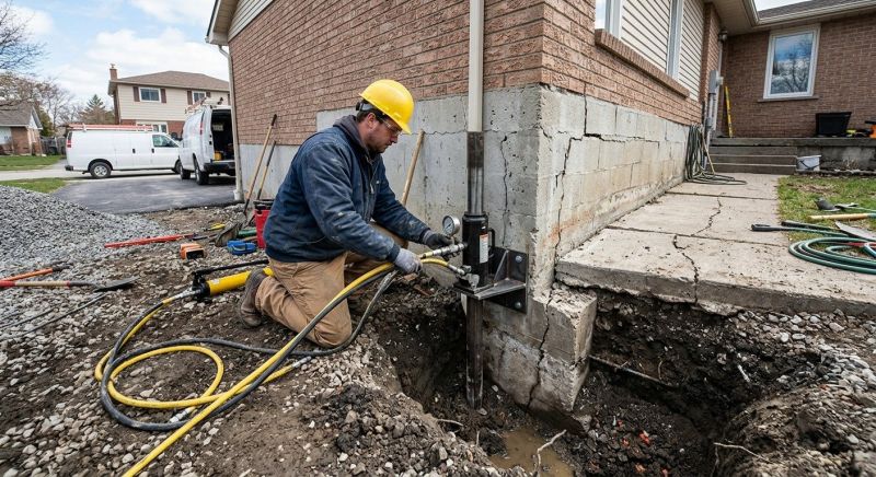 Sinking Foundation Repair in Hingham, MA